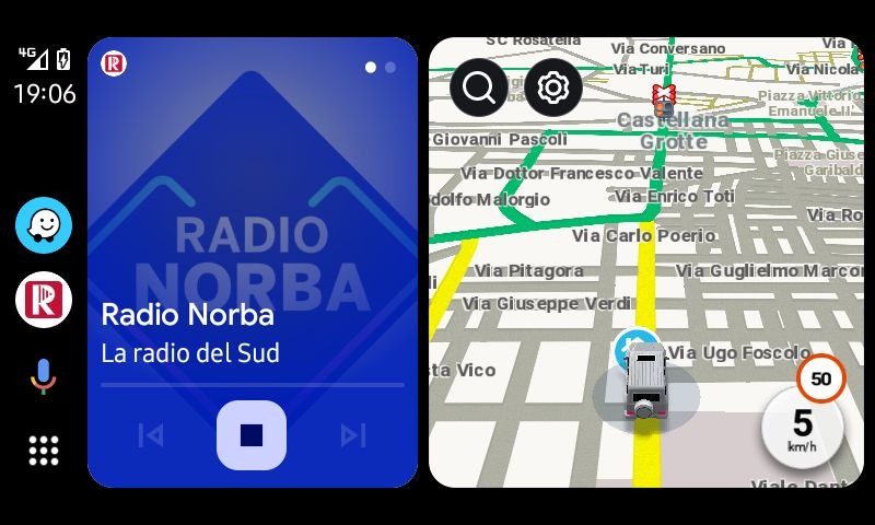 Android Auto barra delle applicazioni a sinistra su display piccoli