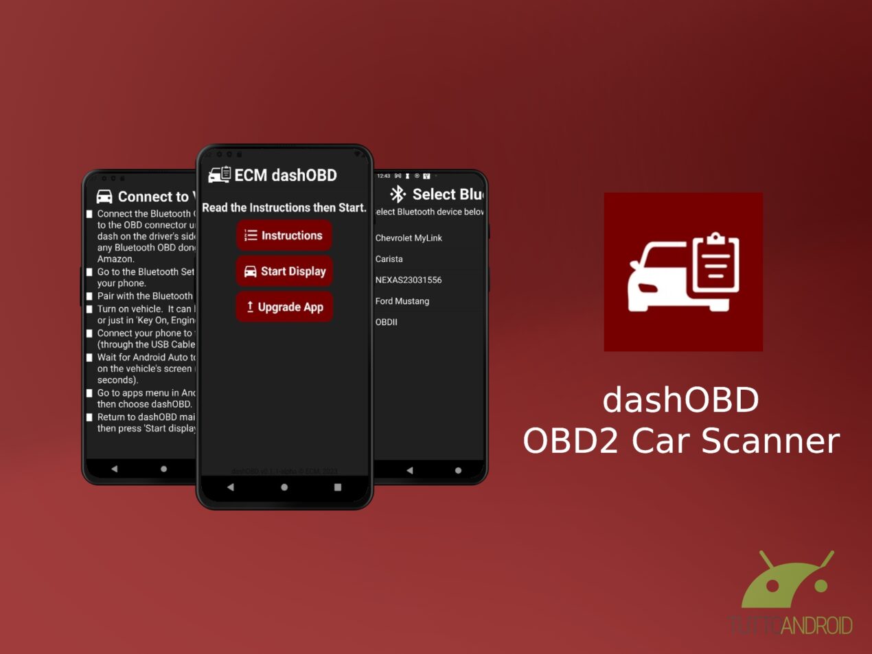 L'app dashOBD visualizza i dati della centralina su Android Auto