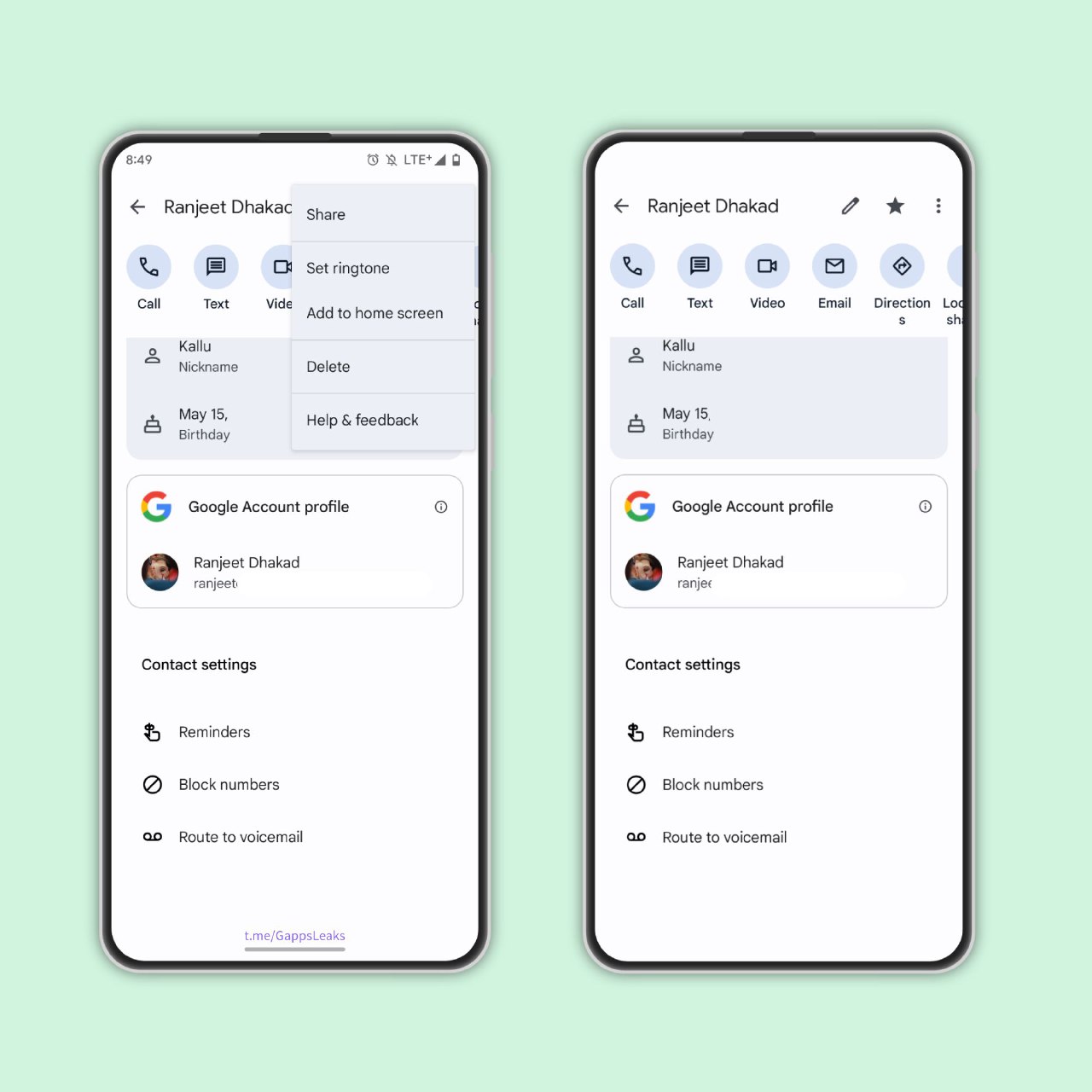 Google Contatti Impostazioni