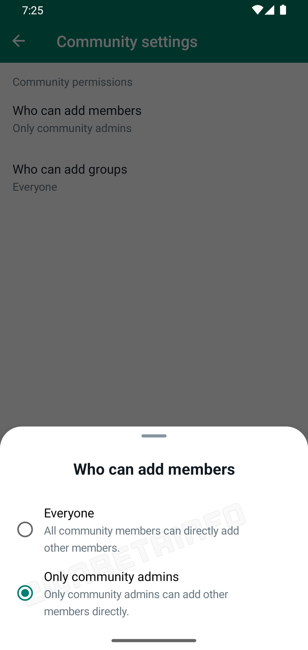 WhatsApp Beta gestione membri Community