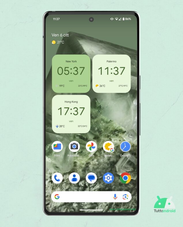 Android 14 QPR1 beta 2 - Meteo nell'app Google Orologio