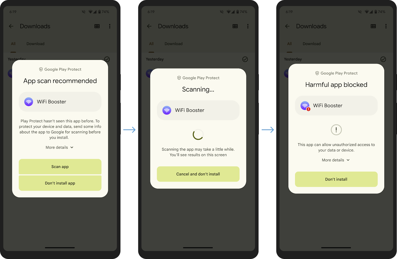 Google Play Protect scansione in tempo reale