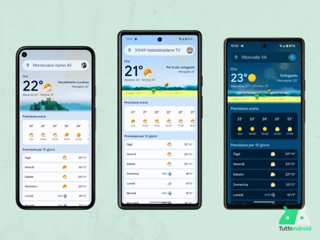 Google Meteo - nuova interfaccia utente in rollout per tutti