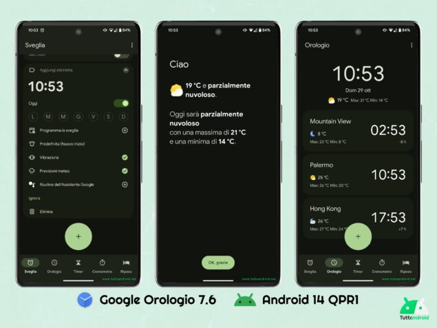 Google Orologio 7.6 - Previsioni meteo sveglia