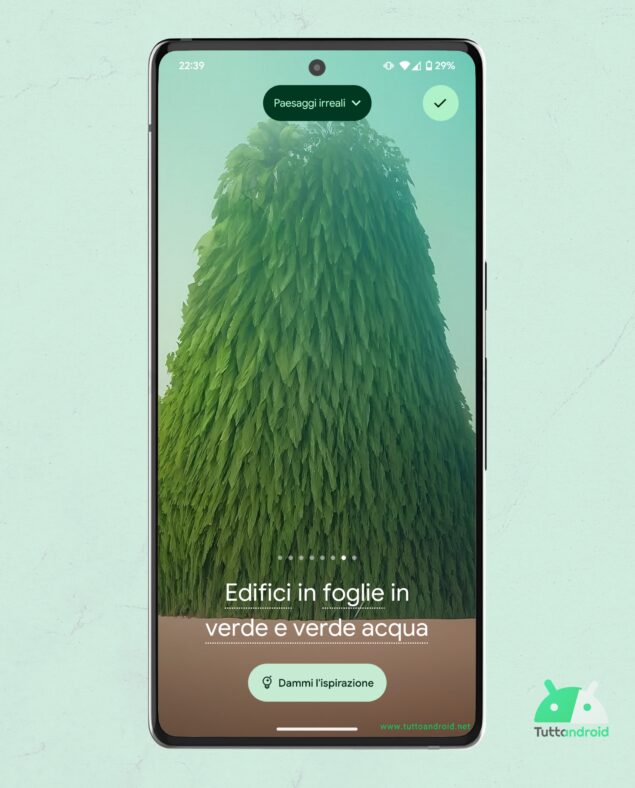 Un esempio di sfondo generato dall'IA, novità che ha debuttato sui Google Pixel 8