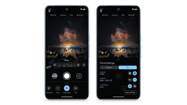 Google Pixel 8 Pro - interfaccia Pro della Google Fotocamera