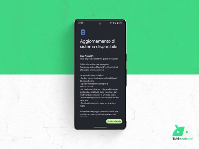 Google Pixel 7 Pro - Aggiornamento di sistema Android 14 TA