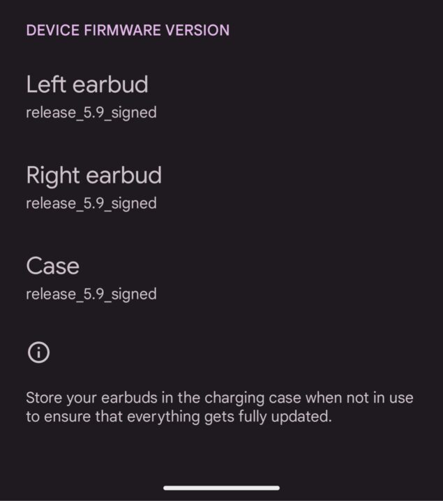 Google Pixel Buds Pro: firmware 5.9