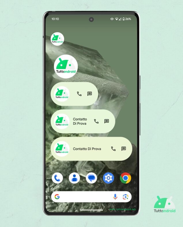 Google Contatti widget singolo nuovo