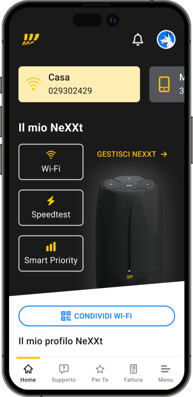 Nuova app MyFastweb - Home Page