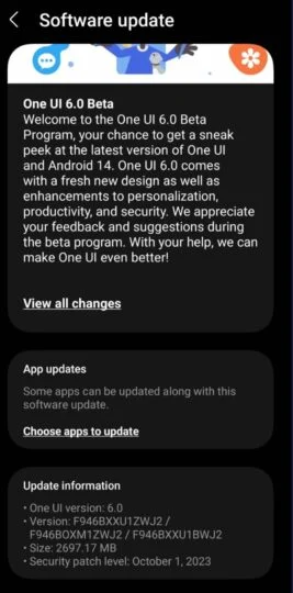 samsung galaxy z fold5 one ui 6 beta android 14 aggiornamento