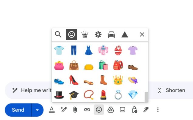 Google vecchio selettore emoji Gmail
