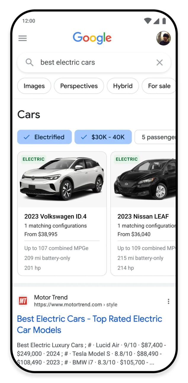 Google Ricerca auto elettriche