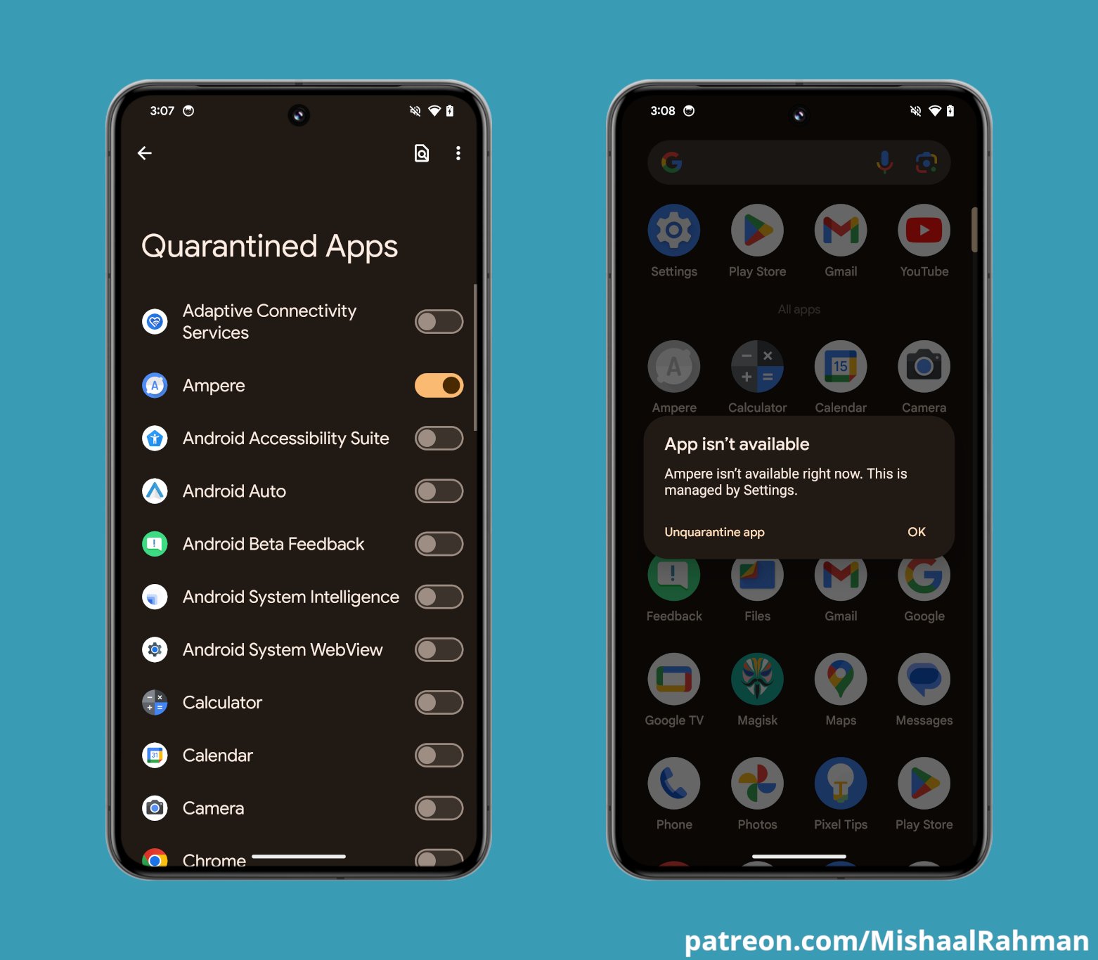 Android 14 QPR2 beta 1 - App in quarantena
