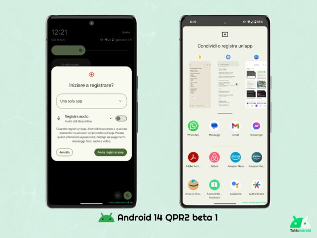 Android 14 QPR2 beta 1 - registrazione singola app