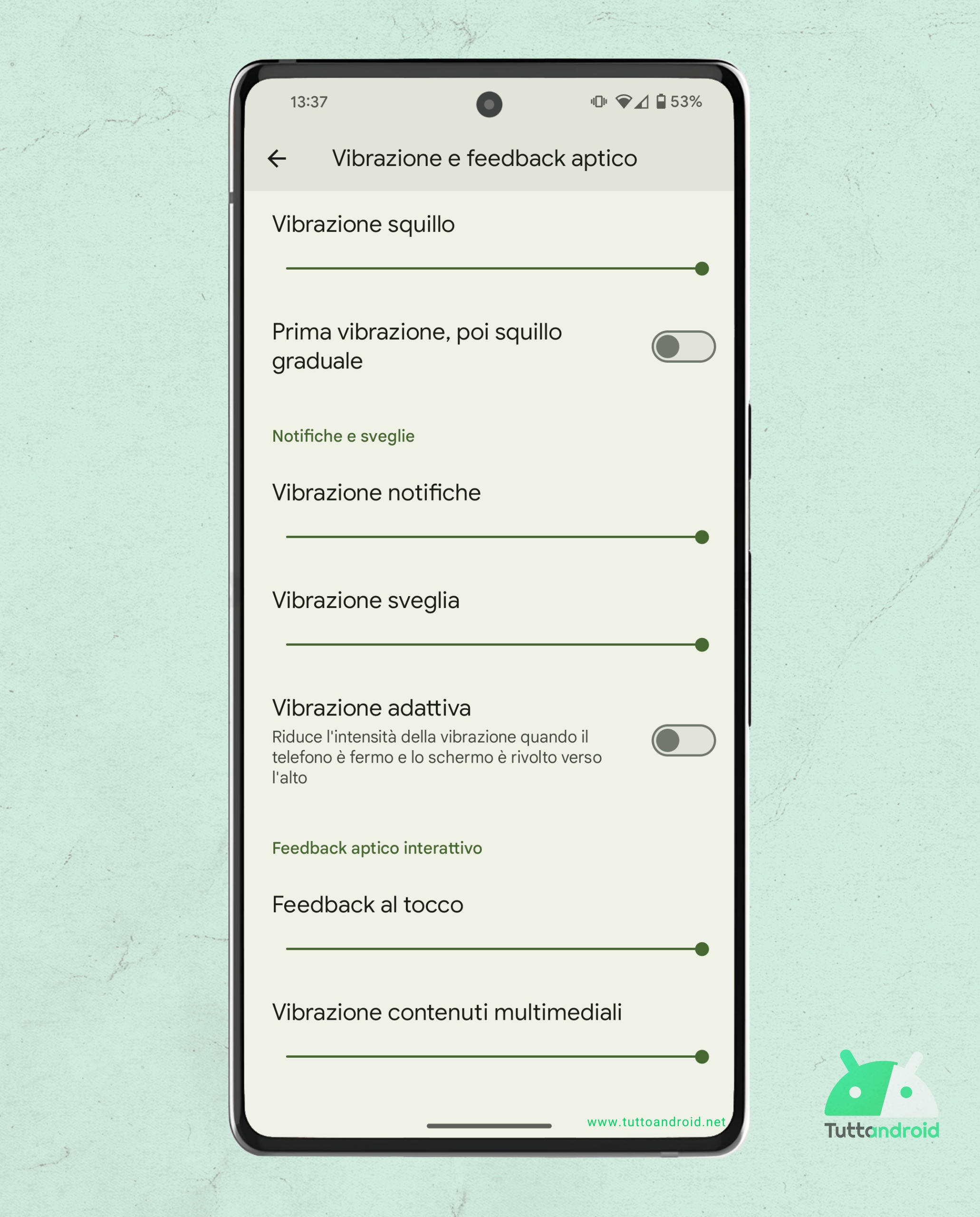Android 14 QPR2 beta 1 - vibrazione e feedback aptico