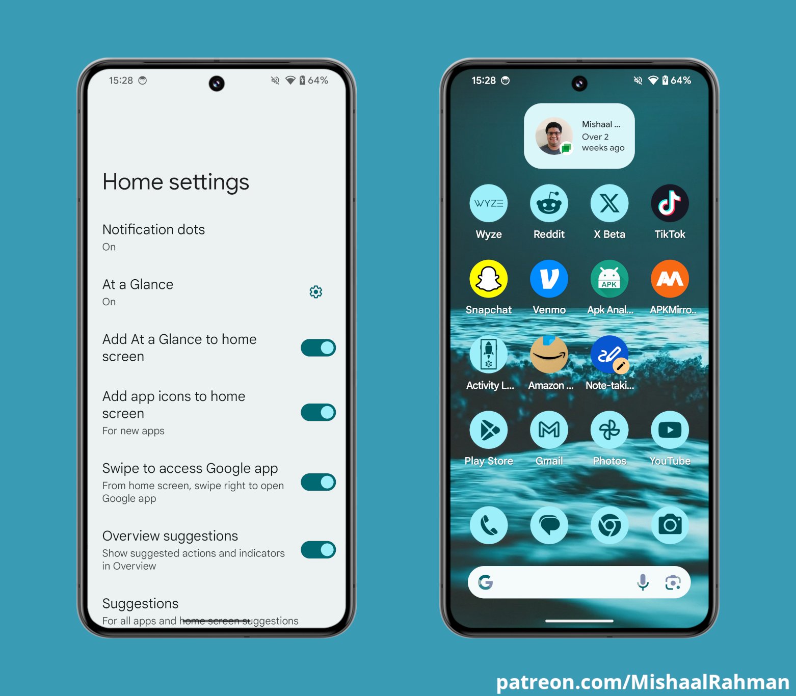 Android 14 QPR2 beta 1 - widget at a glance nascosto