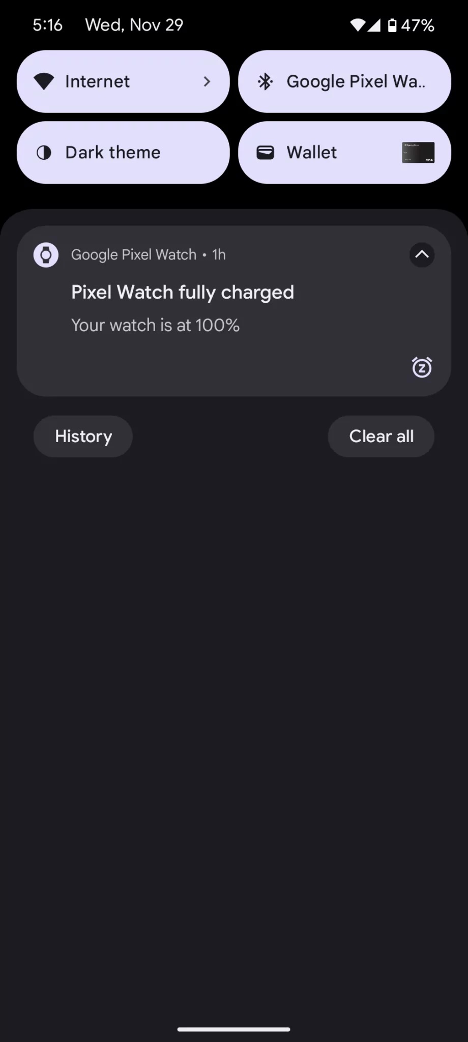 Google Pixel Watch notifica ricarica completa