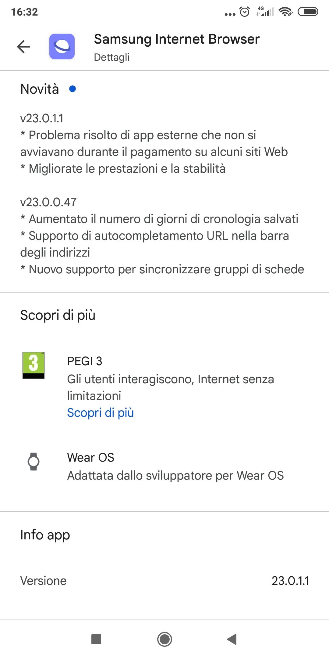 Samsung Internet Browser aggiornamento