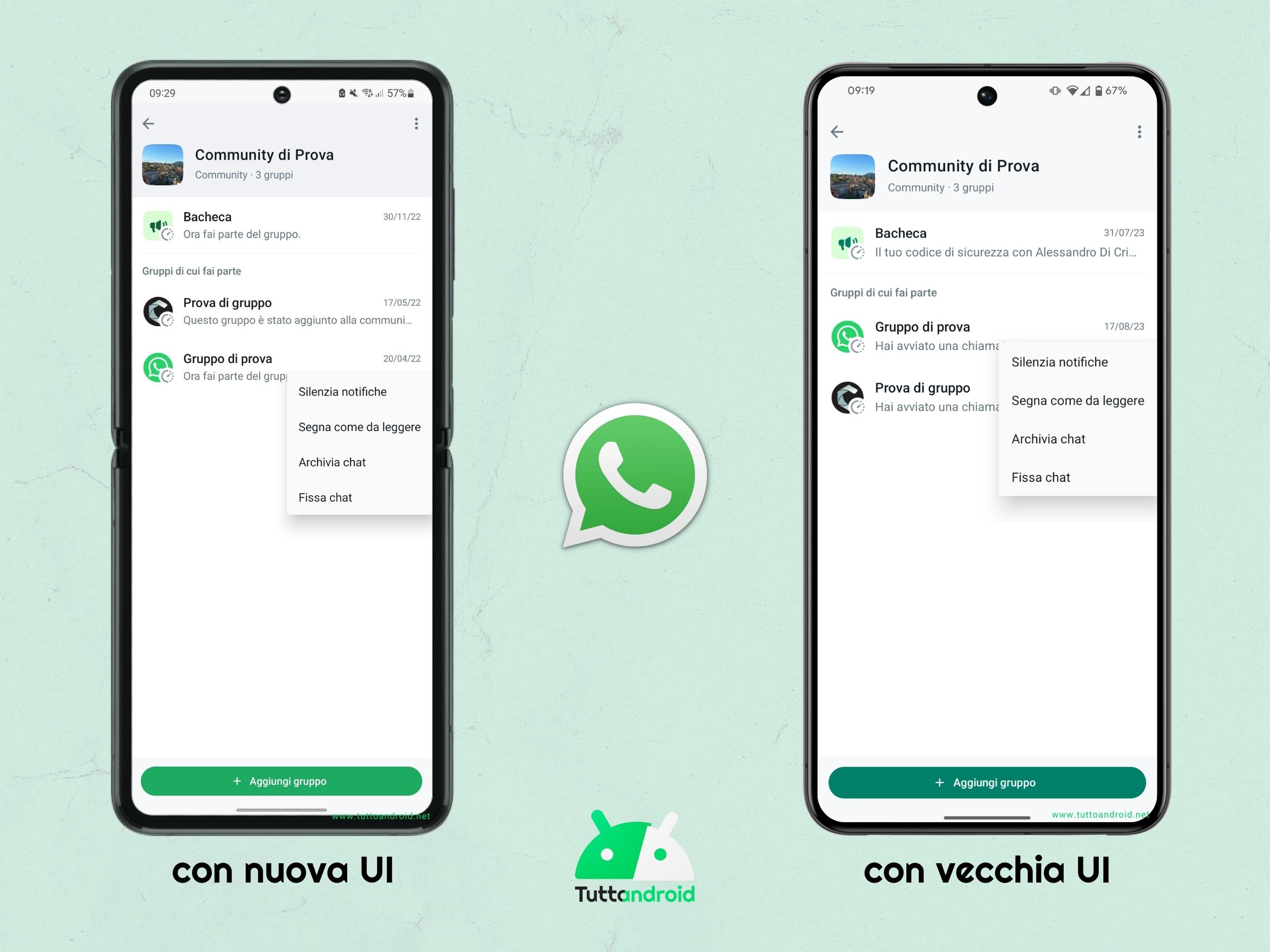 WhatsApp Beta 2.23.24.9 - opzioni gruppi Community