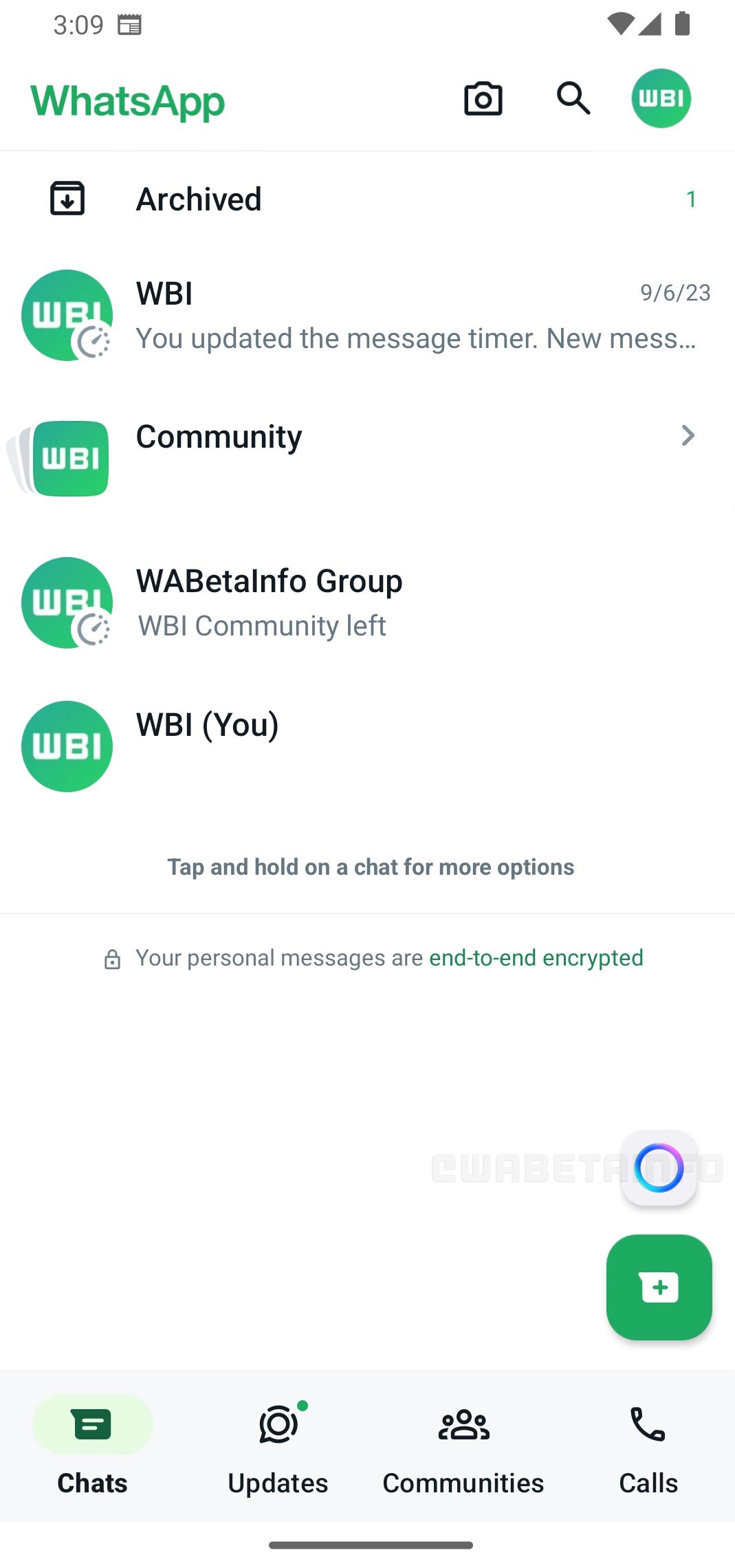 WhatsApp beta scorciatoia chat AI