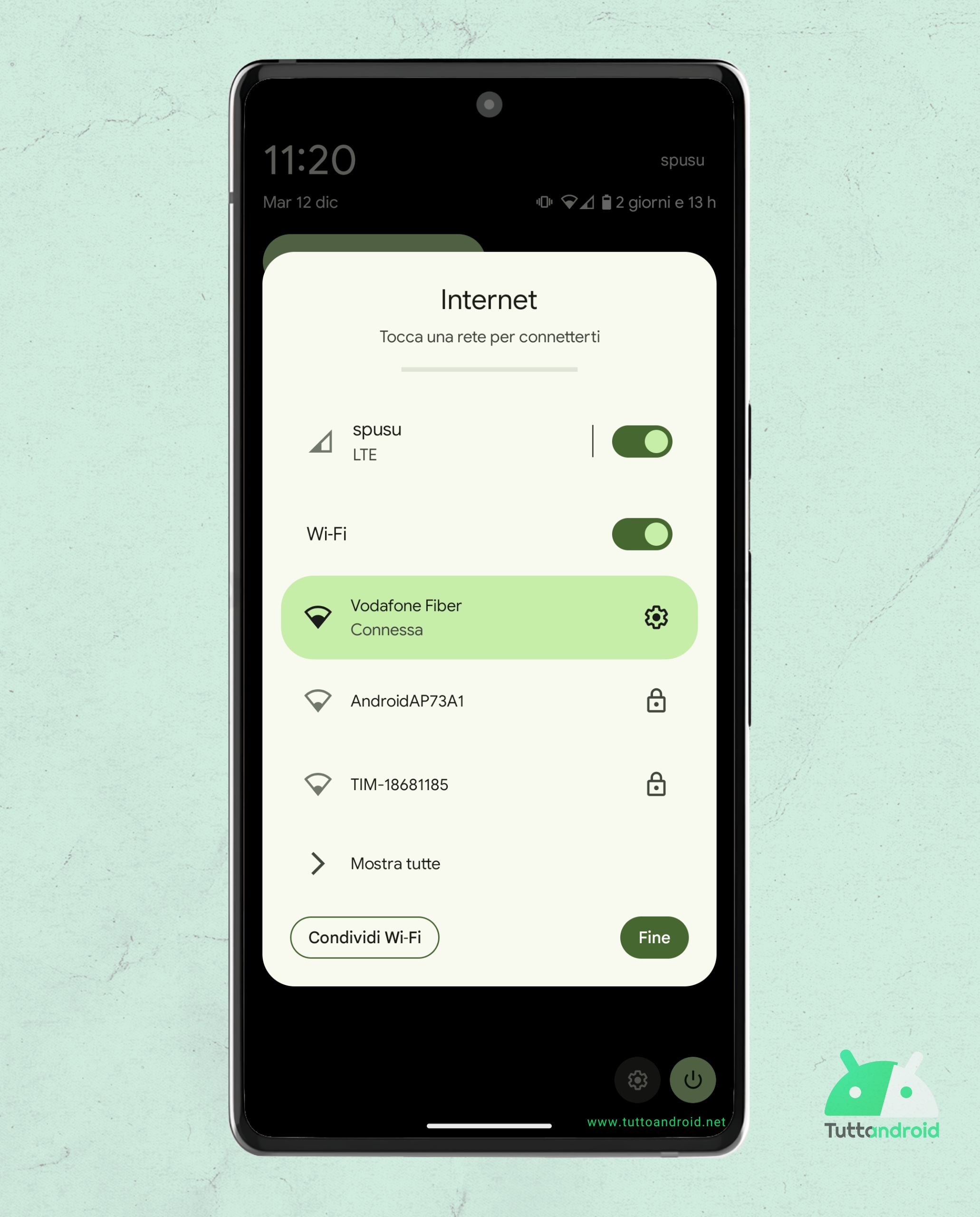 Android 14 QPR2 beta 2 - Condividi Wi-Fi