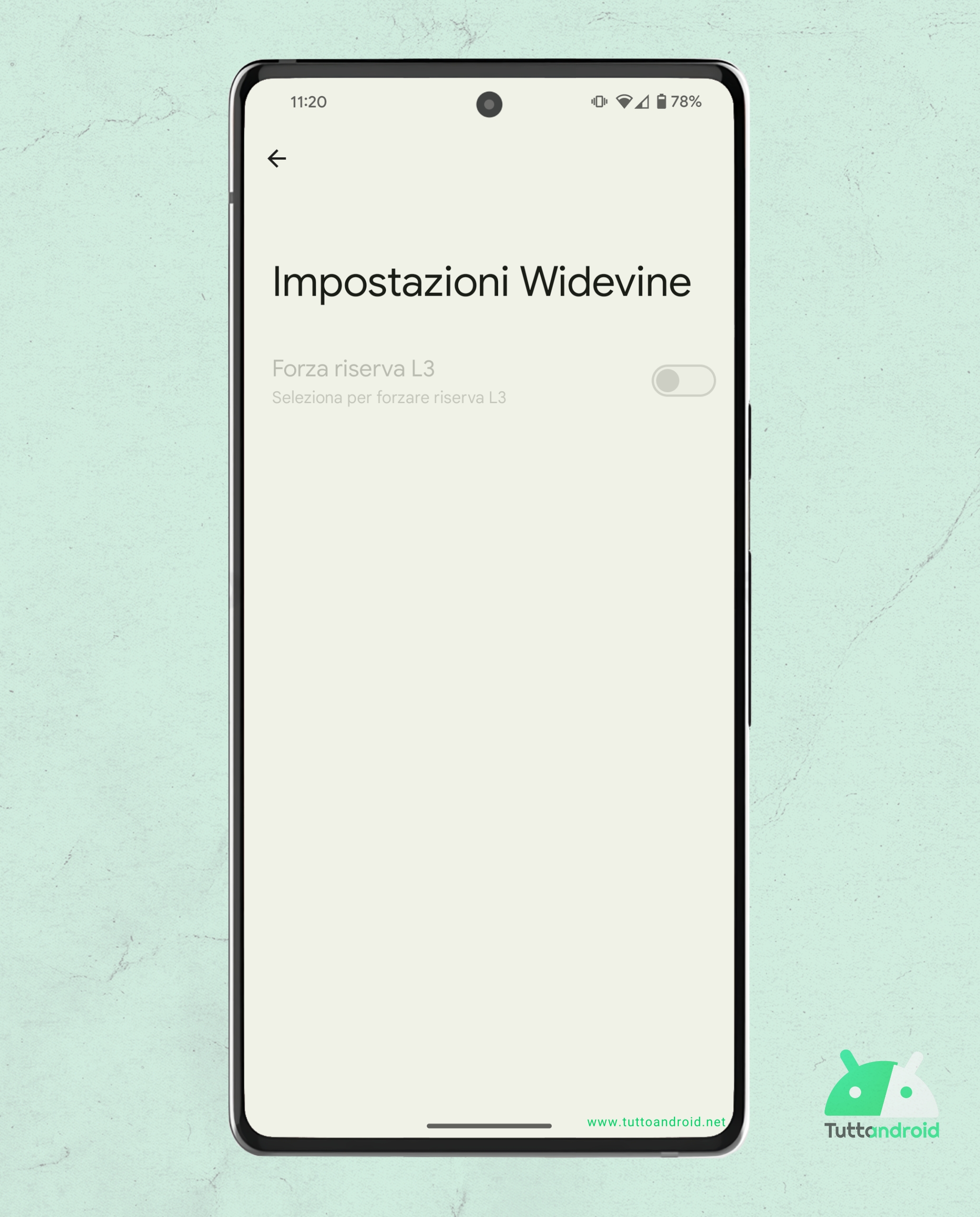 Android 14 QPR2 beta 2 - impostazioni Widevine