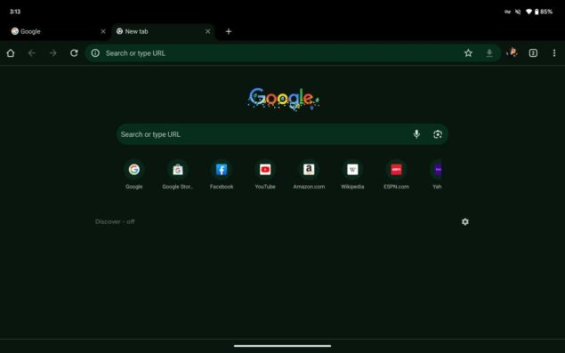 Google Chrome tablet no colori dinamici