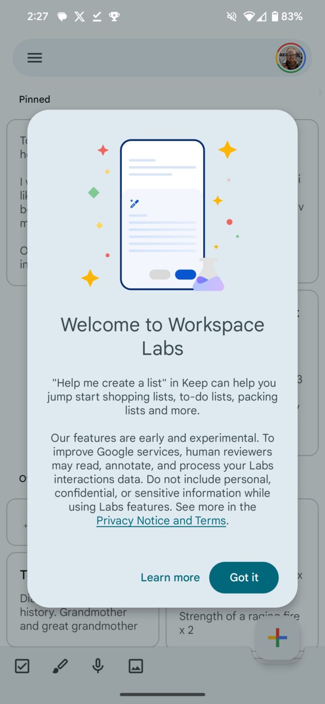 Google Keep Aiutami a scrivere un elenco