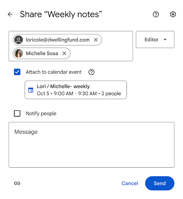 google drive condividi file invito evento calendar