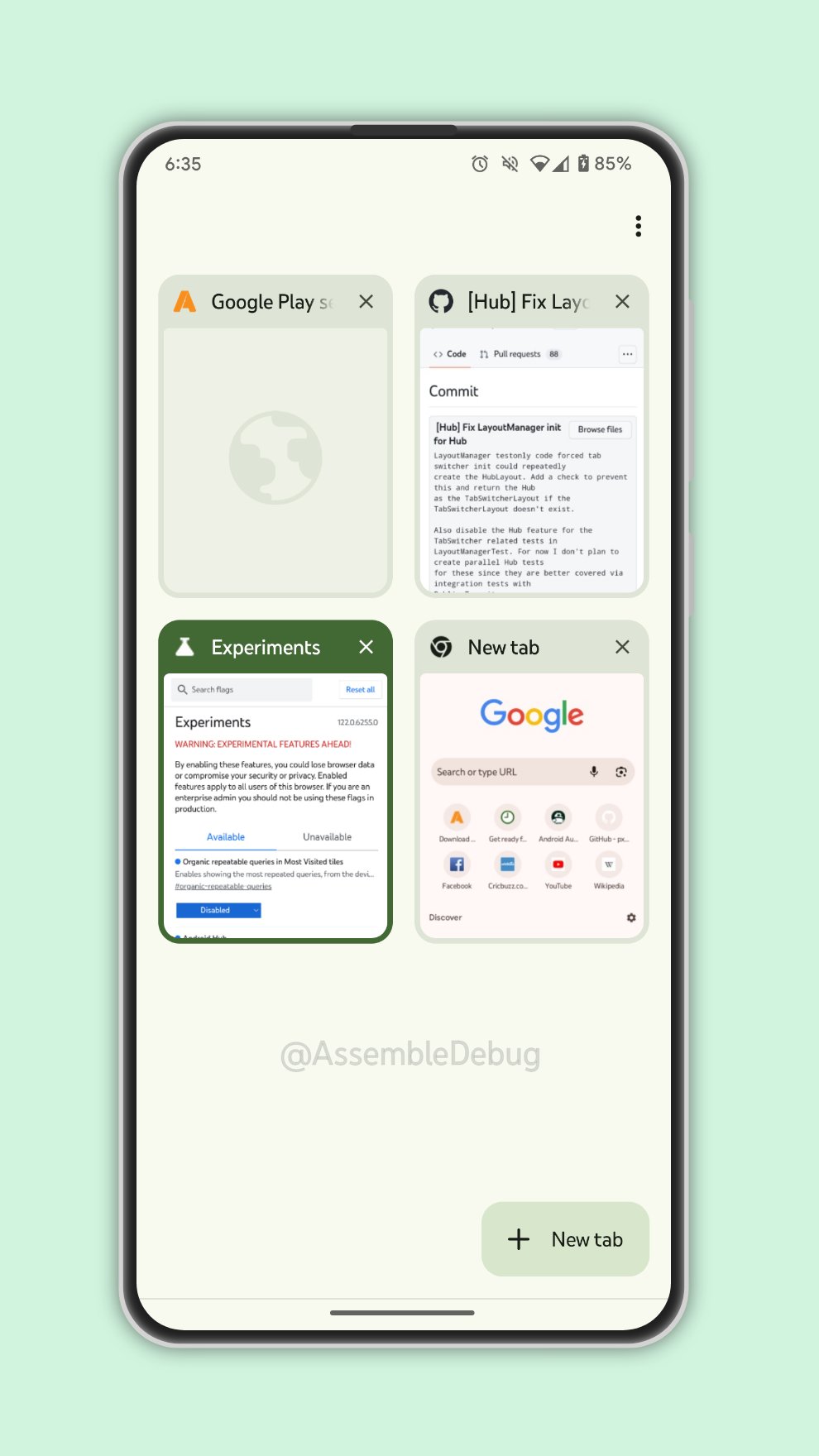 Google Chrome Android nuova vista schede