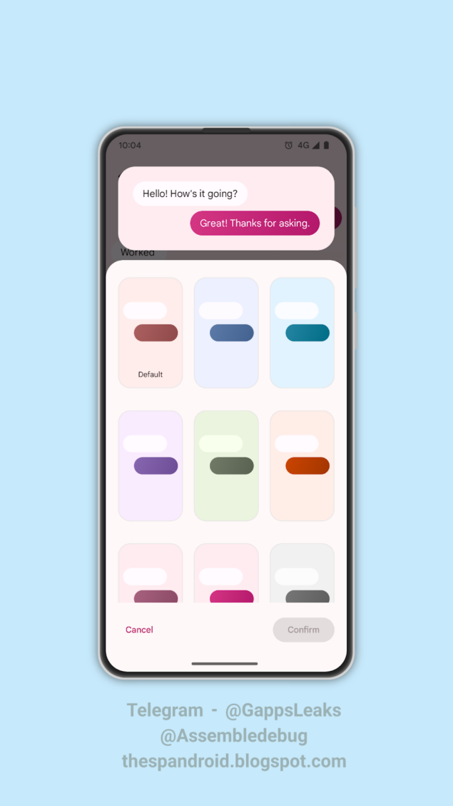 cambio colori nelle chat RCS di Google Messaggi