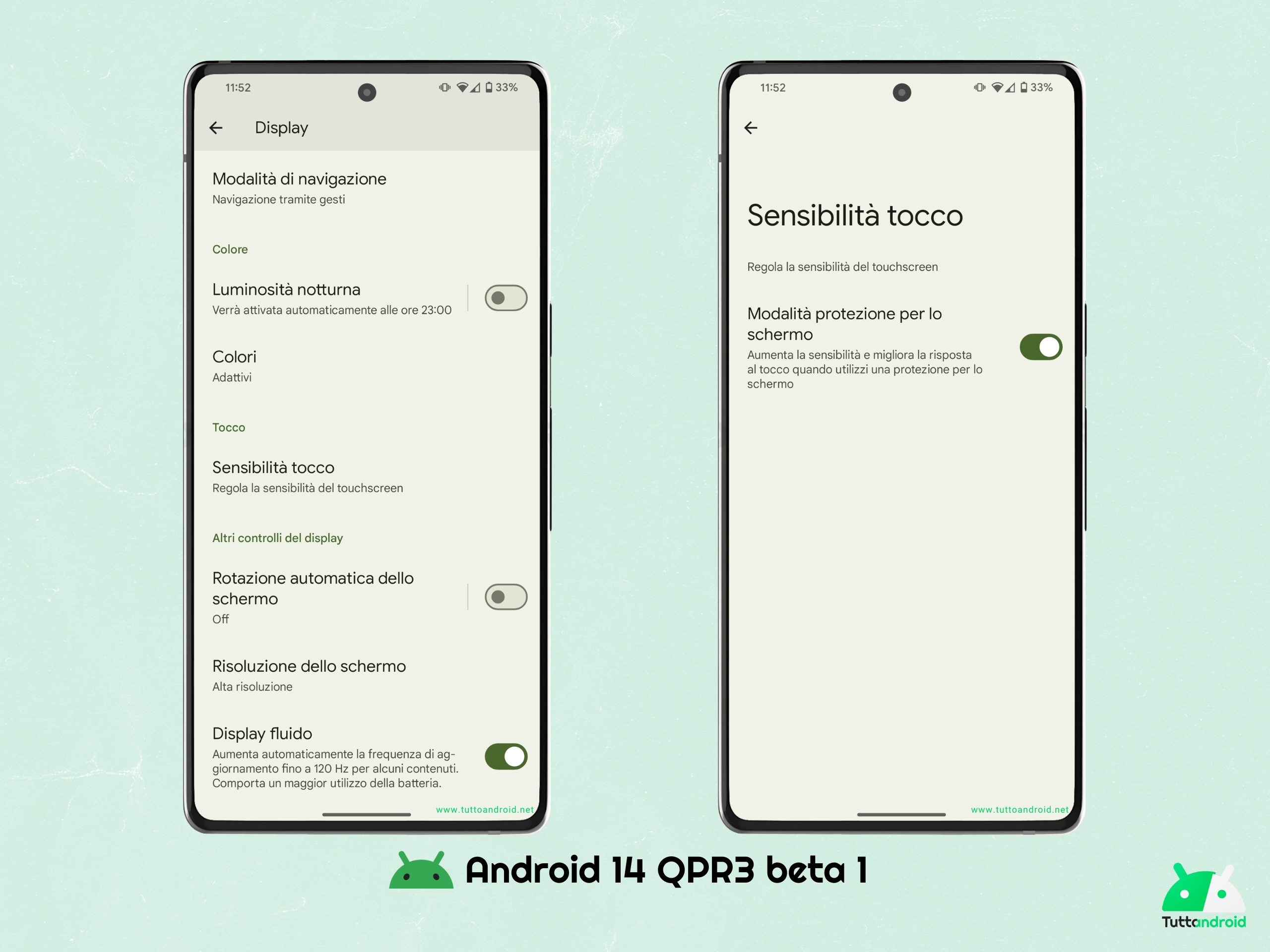 Android 14 QPR3 beta 1 - Sensibilità tocco