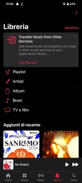 Apple Music Android songshift