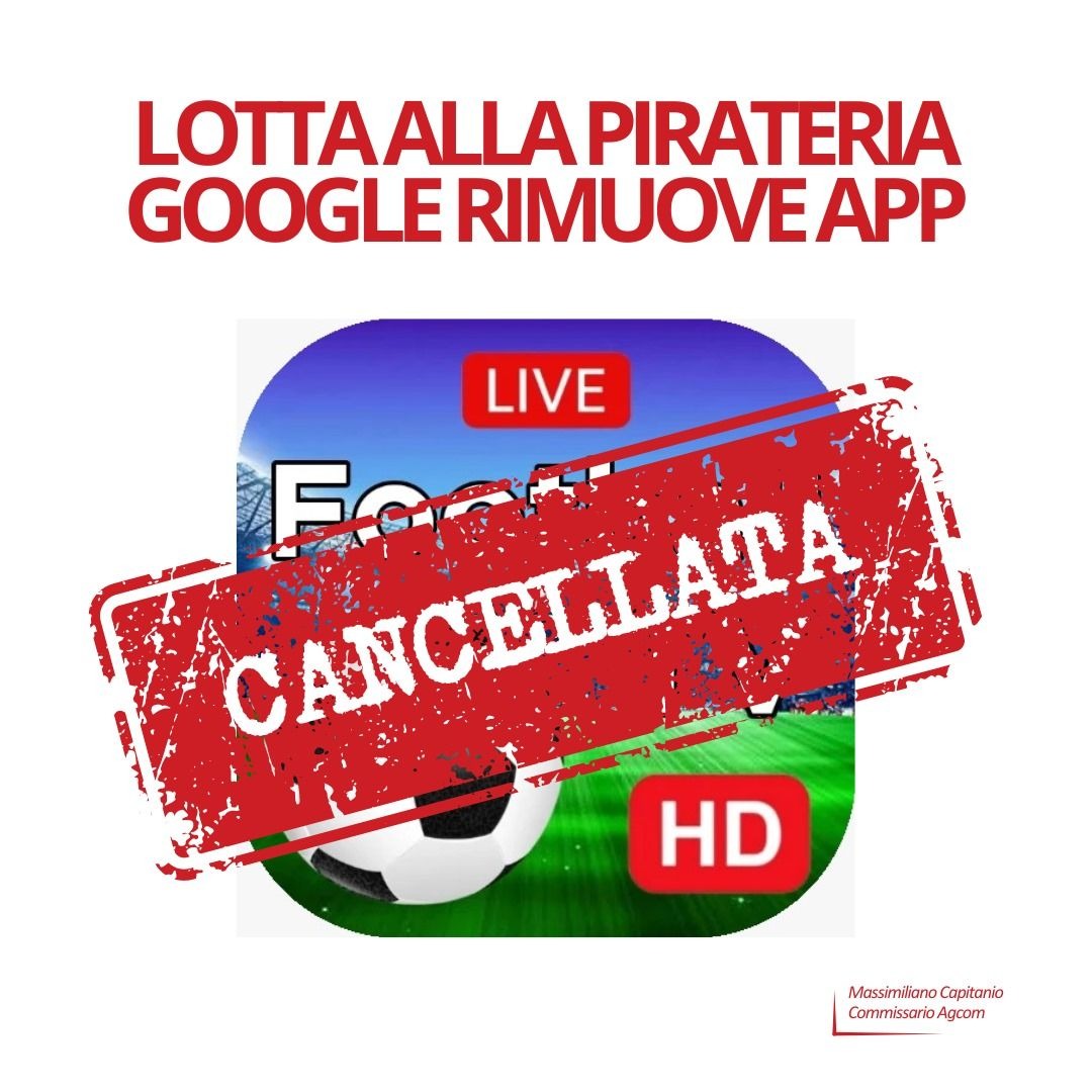 AGCOM rimozione app pirata Google Play Store