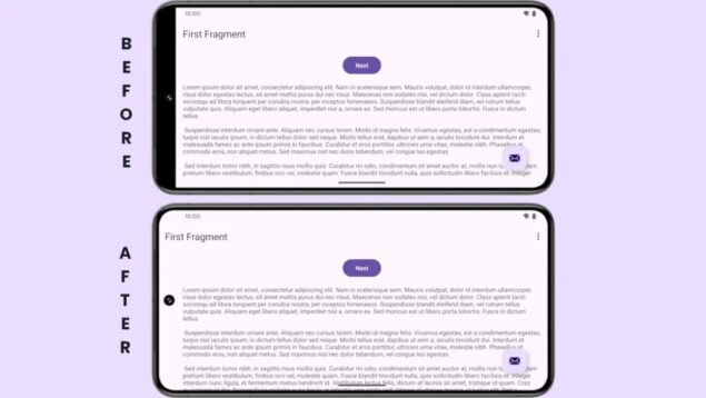 Android 15 app occuopano 100% display