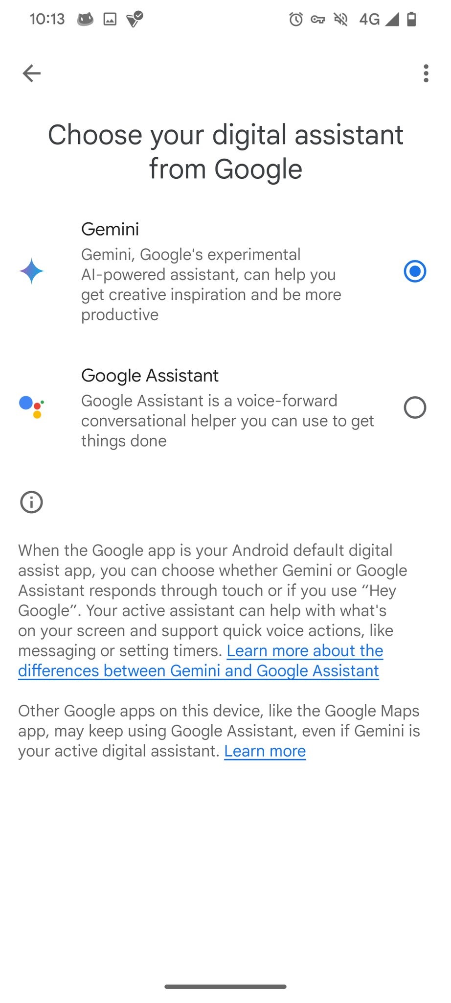 scelta tra Gemini e Google Assistant