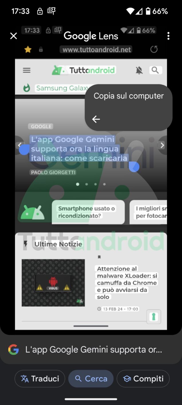Google Lens copia sul computer