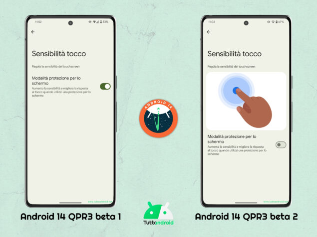 Android 14 QPR3 beta 2 - Sensibilità tocco