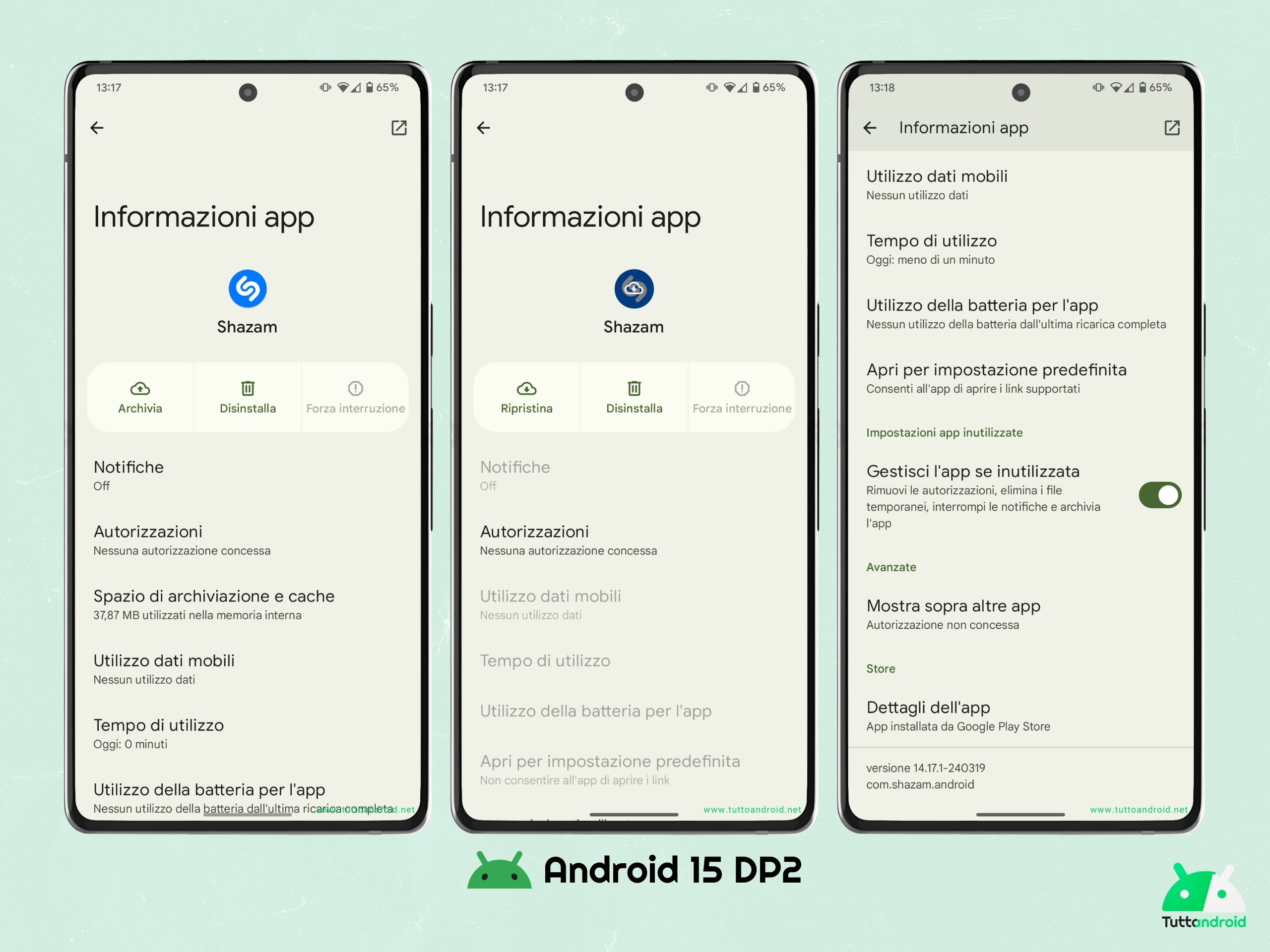 Android 15 DP2 - Archiviazione delle app