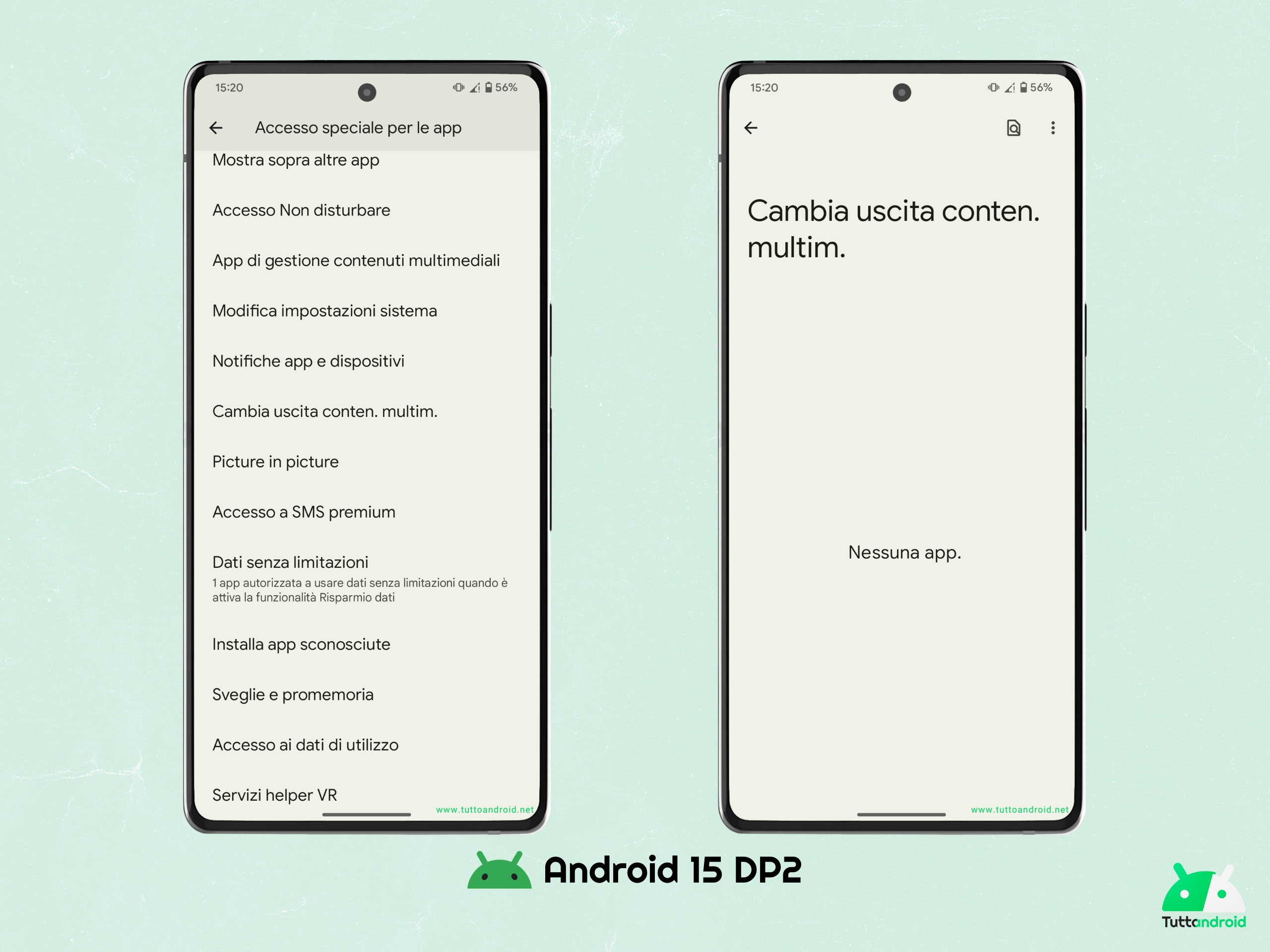 Android 15 DP2 - Cambia uscita contenuto multimediale