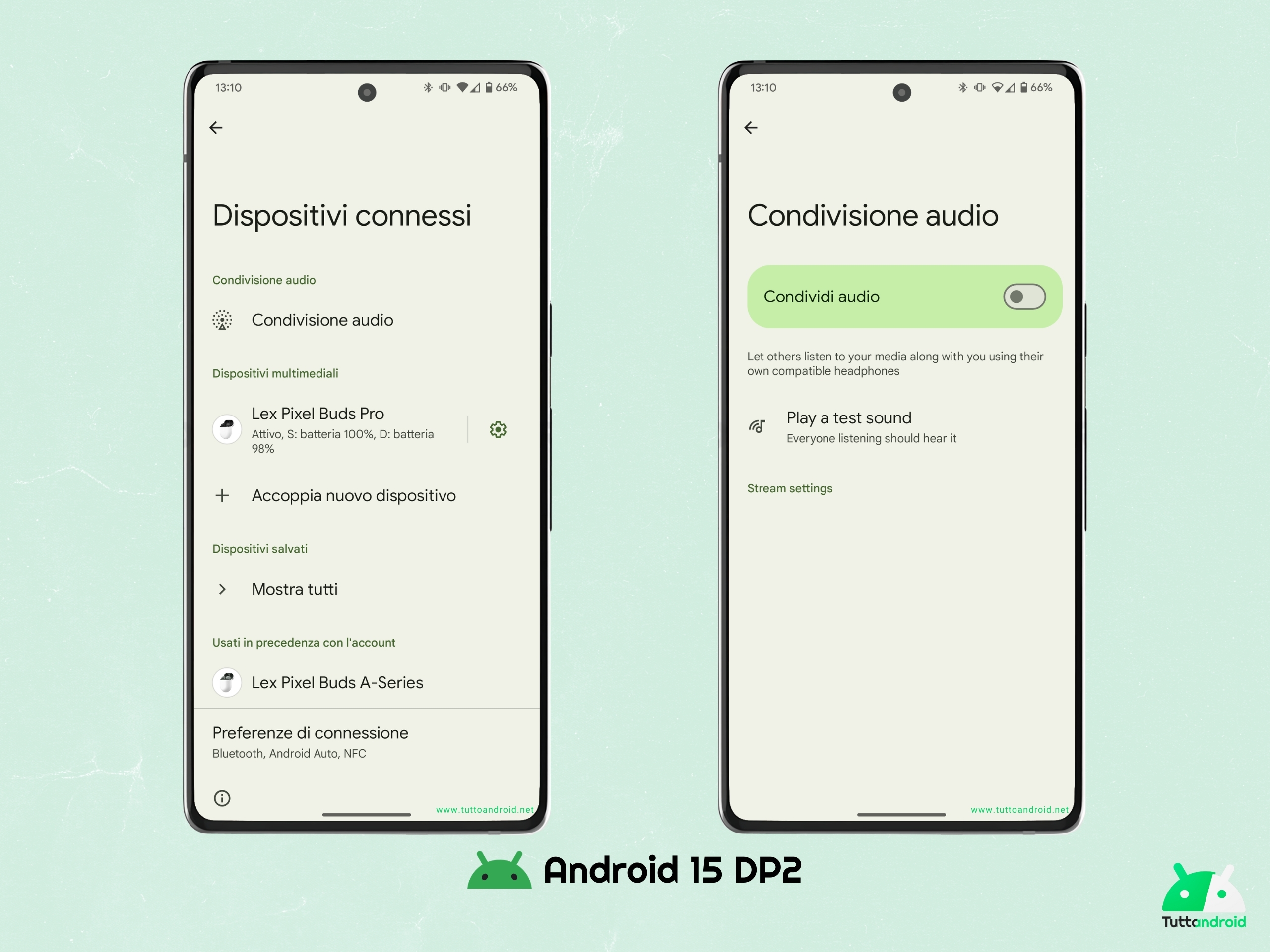 Android 15 DP2 - Condivisione audio