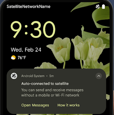 Android 15 DP2 - connessione satellitare riuscita