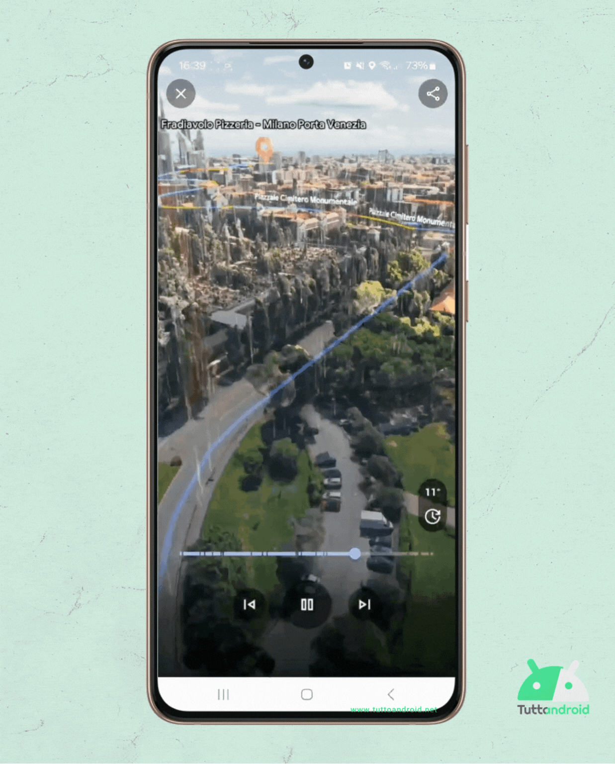 Una breve demo della funzionalità Immersive View di Google Maps a Milano