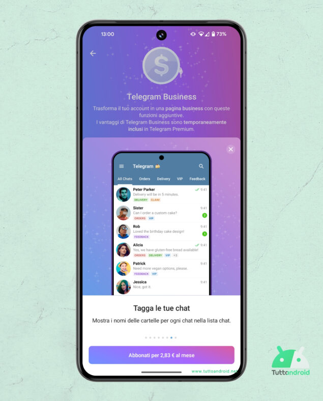 Funzionalità di Telegram Business disponibile al lancio