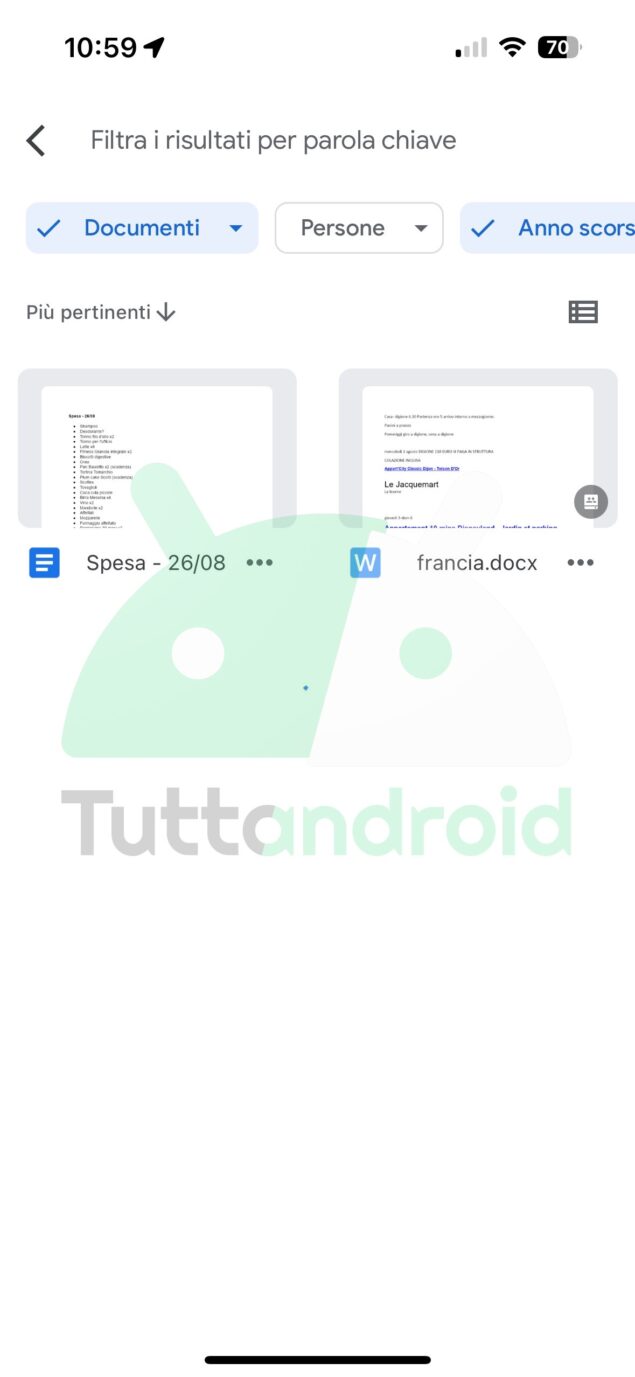 Google Drive nuova UI ricerca file iOS
