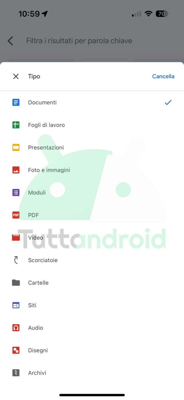 Google Drive nuova UI ricerca file iOS