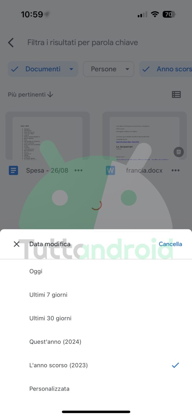 Google Drive nuova UI ricerca file iOS