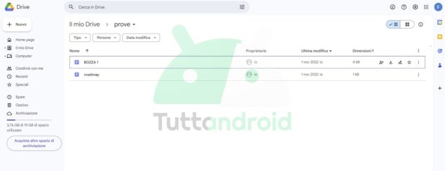Google Drive web tema scuro