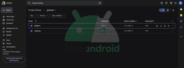 Google Drive web tema scuro